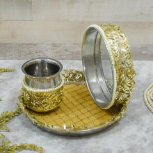 Load image into Gallery viewer, Shimmering Pearl Karwa Chauth Thali Set

