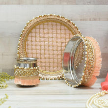 Load image into Gallery viewer, Perfect Peach Beaded Karwa Chauth Thali Set

