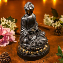 Load image into Gallery viewer, Handcrafted Black &amp; Silver Buddha
