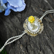 Load image into Gallery viewer, Silver Coin Pearl Bhaiya Rakhi
