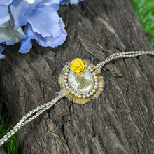 Load image into Gallery viewer, Silver Coin Pearl Bhaiya Rakhi

