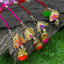 Load image into Gallery viewer, Glamorous Handcrafted Gottapatti Lumba Rakhi
