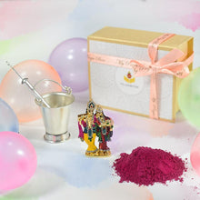 Load image into Gallery viewer, My Silver Holi Box With Radha Krishna Idol
