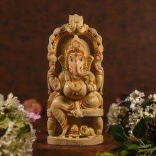 Load image into Gallery viewer, Blissful Cream Ganesha Decorative Showpiece
