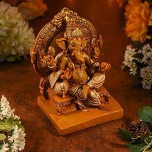 Load image into Gallery viewer, Antique Brown Ganesha On Singhasan
