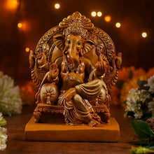 Load image into Gallery viewer, Antique Brown Ganesha On Singhasan
