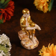 Load image into Gallery viewer, Divine Golden Sitting Sai Baba Idol
