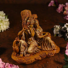 Load image into Gallery viewer, Beautiful Brown Radha Krishna Statue In Sitting Position
