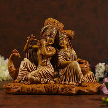 Load image into Gallery viewer, Beautiful Brown Radha Krishna Statue In Sitting Position

