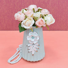 Load image into Gallery viewer, Tourqish Vase Pearl White Flower With Leaf
