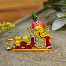 Load image into Gallery viewer, Silver Studded Ganesh Dashboard Idol
