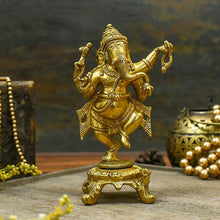 Load image into Gallery viewer, Brass Dancing Ganesha Idol/Murti
