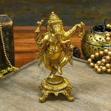 Load image into Gallery viewer, Brass Dancing Ganesha Idol/Murti
