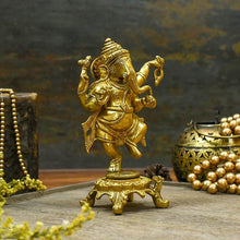 Load image into Gallery viewer, Brass Dancing Ganesha Idol/Murti
