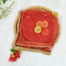 Load image into Gallery viewer, Exquisite Red Thali Cover

