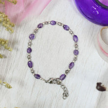 Load image into Gallery viewer, Silver Amethyst Crystal Bracelet

