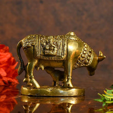 Load image into Gallery viewer, Kamdhenu with Calf Idol (Brass)
