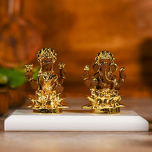 Load image into Gallery viewer, Laxmi Ganesh On Lotus Showpiece for Decor/Car Dashboard
