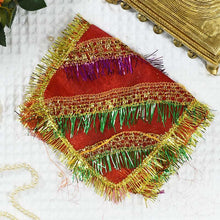 Load image into Gallery viewer, Red Designer Chowki Cover With Multicolour Lase
