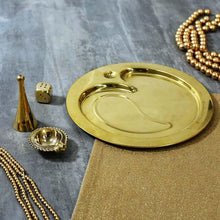 Load image into Gallery viewer, Traditional Brass Om Pooja Thali (Set Of 4)
