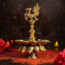 Load image into Gallery viewer, Antique Brass Peacock Diya
