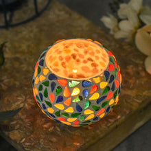 Load image into Gallery viewer, Mosaic Glass Tea-light Candle Holder with Tear Drop Pattern
