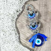 Load image into Gallery viewer, Blue Fengshui Owl (Evil Eye Car Hanging)
