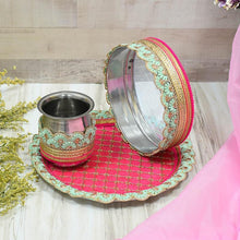Load image into Gallery viewer, Majestic Mint &amp; Rani Karwa Chauth Thali Set
