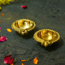 Load image into Gallery viewer, Traditional Golden Brass Diya (Set of 2)
