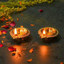Load image into Gallery viewer, Traditional Golden Brass Diya (Set of 2)
