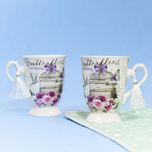 Load image into Gallery viewer, Violet Cage Theme Vintage Tea Cups (Set of 2)
