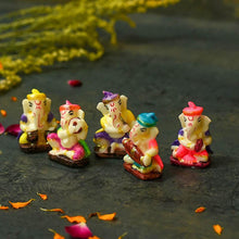 Load image into Gallery viewer, Cute Instrumental Ganesha Showpiece Set of 5
