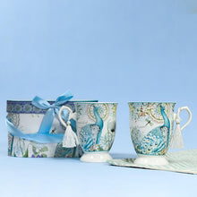 Load image into Gallery viewer, Peacock Design Vintage Tea Cups (Set of 2)
