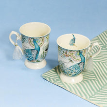 Load image into Gallery viewer, Peacock Design Vintage Tea Cups (Set of 2)
