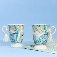 Load image into Gallery viewer, Peacock Design Vintage Tea Cups (Set of 2)

