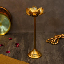 Load image into Gallery viewer, Pedestal Brass Lotus Candle Stand
