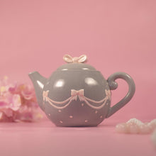 Load image into Gallery viewer, Pink &amp; Grey Bow Tea Pot
