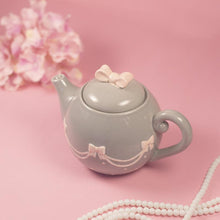 Load image into Gallery viewer, Pink &amp; Grey Bow Tea Pot
