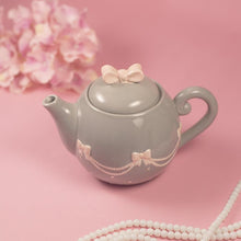 Load image into Gallery viewer, Pink &amp; Grey Bow Tea Pot
