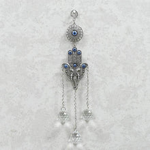 Load image into Gallery viewer, Evil Eye with Hamsa Hand Protection Crystal Hanging
