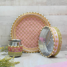 Load image into Gallery viewer, Classy Peach Beaded Karwa Chauth Thali Set
