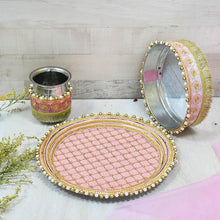 Load image into Gallery viewer, Classy Peach Beaded Karwa Chauth Thali Set
