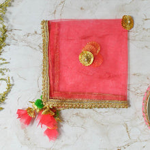 Load image into Gallery viewer, Gold &amp; Peach Beaded Thali Cover
