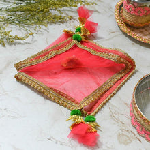 Load image into Gallery viewer, Gold &amp; Peach Beaded Thali Cover
