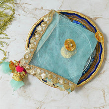Load image into Gallery viewer, Turquoise Blue Thali Cover
