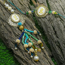 Load image into Gallery viewer, Bejewelled Silver Bhaiya Bhabhi Rakhi (Set Of 2)
