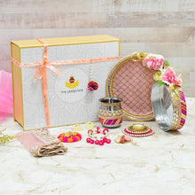Load image into Gallery viewer, Rosy Pink Floral Karwa Chauth Gift Box
