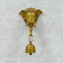 Load image into Gallery viewer, Antique Brass Wall Hanging Ganesha With Bell
