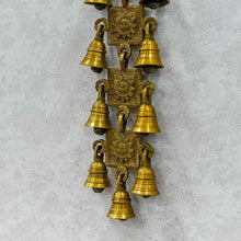 Load image into Gallery viewer, Antique Brass 11 Bells With Surya Figurine
