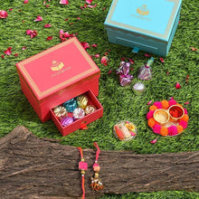 Load image into Gallery viewer, Chic Pink Stone Bhaiya Bhabi Rakhi Box
